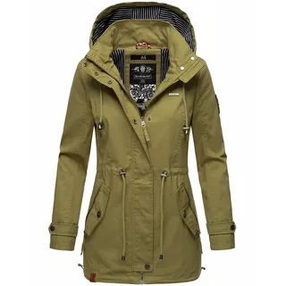 Marikoo Nyokoo Damen Herbst Übergangsjacke mit Kapuze Jacke Parka Frühling Grün Gr. 38 - M - Grün