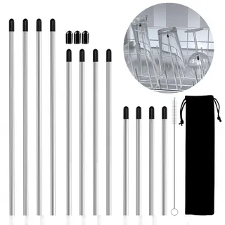 CoKeeSun 12 Stück Spülmaschineneinsatz Kompatibel mit SodaStream Flaschen Edelstahl Flaschenhalter für Spülmaschine für Alle Gängigen Geschirrkorb, mit 15 Silikonkappe, 3 Größen, 24cm, 18cm, 13cm