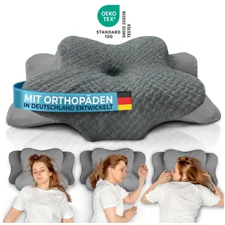 Glückstoff Ergonomisches Kissen 40 x 80 cm Grau