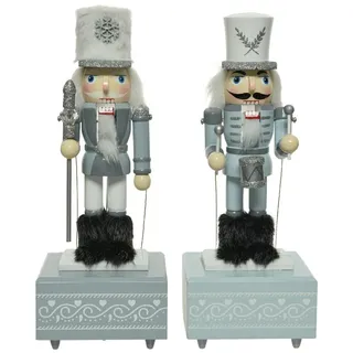 Nussknacker Spieluhr 30 cm grau aus Holz - Grau