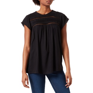 VERO MODA Damen VMDEBBIE Pleat S/L TOP GA NOOS, Schwarz, S