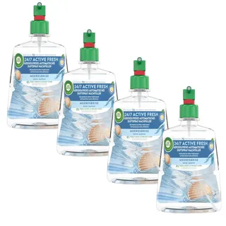 Air Wick Active Fresh – Aeorosolfreier, automatischer Lufterfrischer – Raumduft Meeresbrise – 4 x 228 ml Nachfüller
