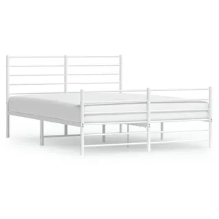 vidaXL Bettgestell mit Kopf- und Fußteil Metall Weiß 140x200 cm - Weiß