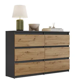 Lookway Sideboard Hana M6 Artisan Eiche / Anthrazit 120cm , Holzwerkstoff , 120x74.4x30 cm , Kleinmöbel, Kommoden, Sideboards