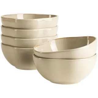 Mäser Serie Cordelia, Schüsseln für 6 Personen aus hochwertigem Steinzeug, 6-teiliges Schüssel Set; unregelmäßige Geschirr Formen; Steinzeug, Sand