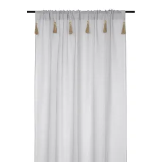 Dekoschal Vorhang Wohnzimmer Gardinen Fransen Dekoration Deko Boho 140x260 beige
