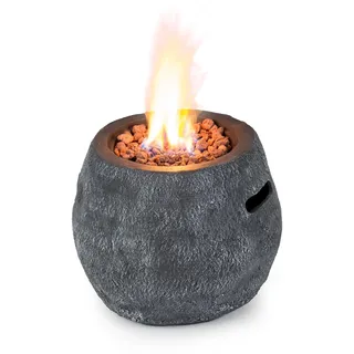 Blumfeldt Andros Gas-Feuerstelle, Feuerschale, Heizstrahler & Feuerstellen 40.000BTU/13kW Feuerstelle mit , Edelstahlbrenner, Heizstrahler Gas,grau-weiß