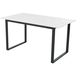 Flieks Esstisch Teleskop 140-180x80Cm Marmor Metall Beine , Weiß , Holzwerkstoff , 180x75x80 cm , Esszimmer, Esstische
