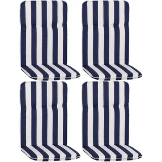 Beo Hochlehner-Paspelauflage Elista Weiß/Blau/Gestreift 4er-Set