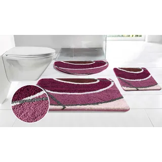 Badematte OTTO HOME "Juna mit Muster, Badvorleger, Badezimmer Teppich, Duschvorleger" Gr. 3, lila (beere), H:20mm, Polyester, Badematten, Badematte, besonders weich, Design, Badematten, Badteppich, Topseller