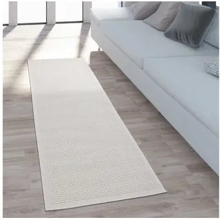 Paco Home Teppich Timber 125, rechteckig, Höhe: 4 mm, Flachgewebe, Sisal Optik, auch als Läufer, In- und Outdoor geeignet weiß 80 cm x 200 cm x 4 mm