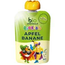 biozentrale BioKids Fruchtmus Beutel Apfel-Banane | 12x 90 g Früchte | Quetschbeutel & Quetschies mit 100% Frucht | Idealer Früchtebrei & Fruchtpüree ohne Zuckerzusatz