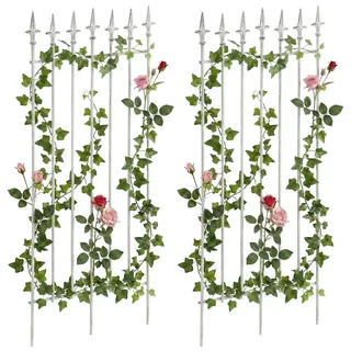 CLP Rankgitter 2er Set Metall antik weiß , Weiß, Weiß , 50x100x0.7 cm , Dekoration, Gartendeko