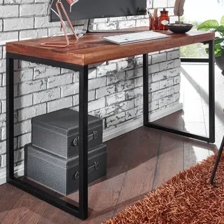 Schreibtisch FineBuy Bürotisch Massivholz 117x59x76,5 cm Computertisch Tisch - Braun