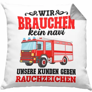 Trendation Feuerwehr Kissen mit Füllung 40x40 Geschenk Feuerwehrgeschenkartikel Mann Männer Erwachsene Feuerwehrmann Kissen mit Füllung 40x40 Spruch (Grau)