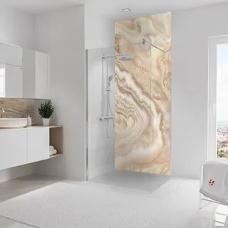 Schulte Duschrückwand Softtouch, 100x255 cm, Wandverkleidung Stein Marmor-Creme, Aluminiumverbundplatte, fugenloser Fliesenersatz, EP19010254-833 - Beige