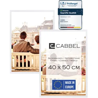 CABBEL Doppelpack (2er Set) Bilderrahmen 40x50 cm, Weiß, stabiles MDF-Holz Rahmen, bruchsicherem Plexi-Glas, zum Aufhängen, ideal für Fotos/Bilder/Collage