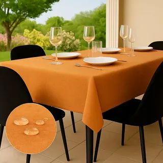 Tischdecke Outdoor Abwaschbar 100x140 Orange Gartentischdecke Tischdecken Wetterfest Wachstuchtischdecke Table Cloth Made in Italy für Den Außenbereich Tischtuch