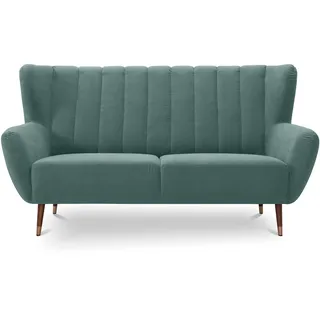 exxpo - sofa fashion 3-Sitzer »Polly, bequem mit hoher Rückenlehne, hohe Füße, Ohrensesselcouch«, Küchensofa, mit hochwertigen Bezügen, blau