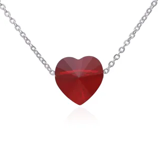 Herzkette Silber 925 Halskette Damen Silber mit Swarovski Elements Crystal Herz Anhänger Rot zum Muttertag oder Geburtstagsgeschenk für Frauen und Mädchen