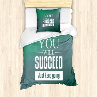 ABAKUHAUS motivational Bettbezug Set für Einzelbetten, Über Ehrgeiz, Milbensicher Allergiker geeignet mit Kissenbezug, Meeresgrün Weiß - Weiß