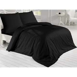 Französisches Leinen Satin 220x220, 70x90cm Schwarz - Schwarz