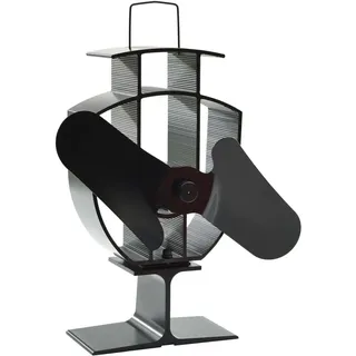 vidaXL Ofenventilator Wärmebetrieben 2 Blätter Schwarz