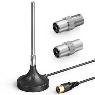 FM/DAB+ Radio Rod, Ancable DAB+/FM/UKW Zimmerantenne mit 2 Adapter für Stereo Radioempfang Tragbaren Radio-Tuner und HiFi-Receiver (Schwarz)