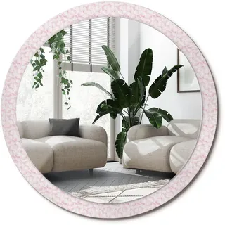 Wallfluent Spiegel Rund Ø 100 cm mit Aufdruck , Pink , Glas , 100x100x0.4 cm , Spiegel, Wandspiegel