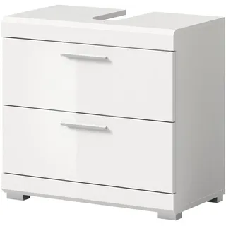 inn.furn Waschbeckenunterschrank weiß Hochglanz 60 cm mit Schubkästen , Weiß Hochglanz , Holzwerkstoff , Nachbildung , Uni , Rechteckig , 60x56x37 cm , FSC Mix , Badezimmer, Badmöbel, Waschbeckenunterschränke