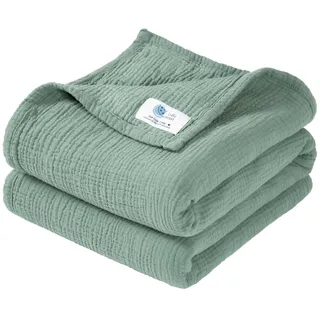 lulumoon Musselin Decke Baby - Atmungsaktive Babydecke,Baby Decken Neugeborenen,Weiche Krabbeldecke für Kinder,Musselin Schlafdecken für Kleinkinder Mädchen Junge 120 x 120cm (Lotusblatt)