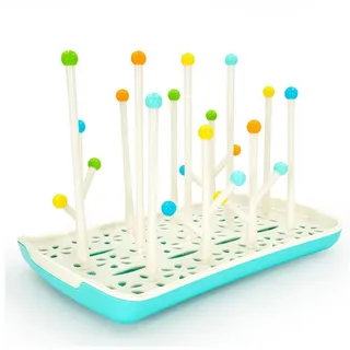 Intirilife Abtropfgitter Babyflaschen weiß-blau-bunt –Trockenständer BPA-frei für Flaschen Sauger Baby Zubehör –Flaschen Abtropfgestell 30x19x20.4 cm – Spülmaschinenfest, zusammensteckbar,platzsparend