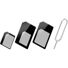 PowerGuard Sim Card Adapter Set mit Opening Tool (4-in-1), Weiteres Smartphone Zubehör, Schwarz