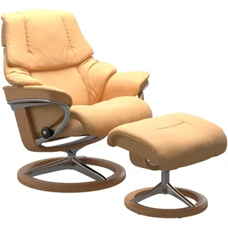 Stressless Fußhocker STRESSLESS "Reno", gelb, B:55cm H:43cm T:41cm, Hocker, Fußhocker, mit Signature Base, Gestell Eiche