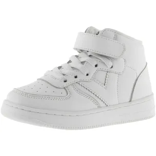victoria Unisex High-Top Tiempo Leder-Effekt Weiß Monochrom & Elastische Schnürsenkel & Klettverschluss 1124107 für Kinder Blanco 25