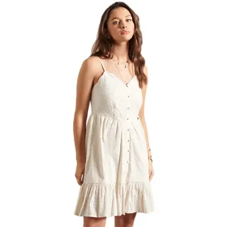 Superdry Broderie Mini Kurzes Kleid - Cream - M