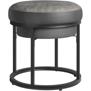 SONGMICS Home LUIZ Kollektion - Sitzhocker rund, Schminkhocker, Fußhocker, Oberteil wendbar, Hocker, Beistelltisch bis 300 kg belastbar, Schlafzimmer Wohnzimmer Flur, Taubengrau LOM080G01