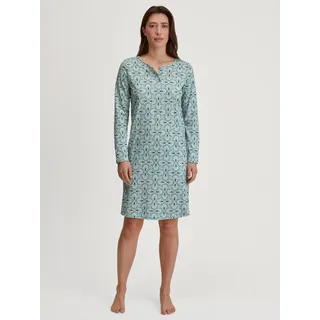 CALIDA Nachthemd »Flower Nights« Knopfleiste, Rundhals-Ausschnitt, Langarm, Pure Cotton, blau