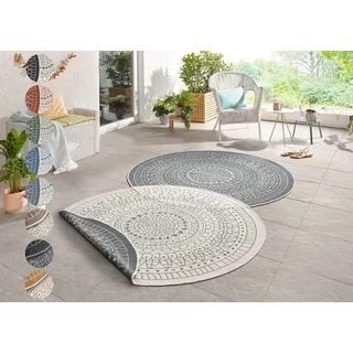 HANSE HOME Teppich »Porto Wendeteppich« rund 5 mm Höhe In-& Outdoor, Wetterfest, Balkon, Garten, Wohnzimmer, Wasserfest, grau
