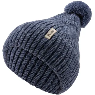 Strickmütze STERNTALER "Strickmütze Melange", Mädchen, Gr. 45, blau (mittelblau), Mützen Strickmütze