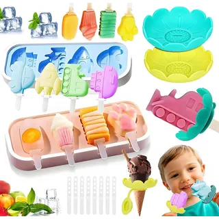 2 Stück Eisformen Silikon Formen,Stieleisformen Mit 2pcs Tropffrei Eis am Stiel-Halter für Kinder,Popsicle Molds Set,Eiscreme form-Cake Pop Ice Lolly Mould Eis Selber Machen Dessertform