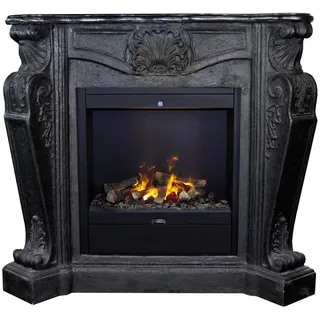 Xaralyn Wasserdampf-Kamin - Louis EAL-B - schwarz Naturstein - 1500 Watt Heizung - mit Fernbedienung - Opti-Myst Elektrokamin - Kaminsims inklusive Einbaukamin - Dekokamin