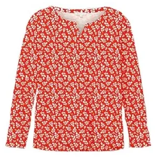 TOM TAILOR Damen 1035400 T-Shirt mit Muster, 31119 - Red Floral Design, M