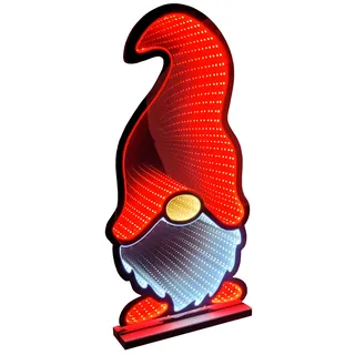Brandsseller Weihnachtsbeleuchtung mit Infinity-Effekt 32x7x60 cm - LED Dekofigur aus Kunststoff, Timer 6/18h, 3m Kabel, moderne Weihnachtsdeko für Innen - Wichtel