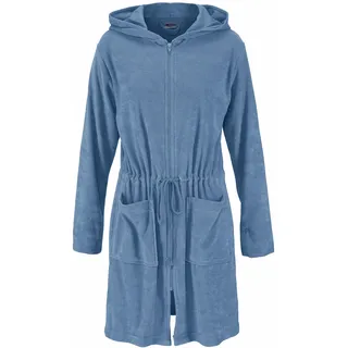 my home Damenbademantel »Nela, ideal für Sauna & Spa, Hotelbademantel, Morgenmantel« 1 Stk. einfarbig, kurz, mit Kordelzug & Taschen, XS-3XL, blau