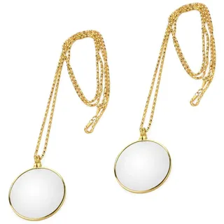 SUpoetry 2 Stücke Monokel, HäNgende Lupe, 5X Monokel Mit Kette, Halskette Lupe Monokel, Anhänger Lupe, zum Lesen von Zeitungen, Büchern, Reisen Oder Arbeit, Kann Kleidung Zusammenbringen (Gold)
