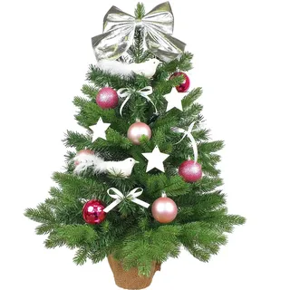 Geschmückter künstlicher Weihnachtsbaum PINK CAROL 60 cm mit LED-BELEUCHTUNG IM TOPF - Bunt