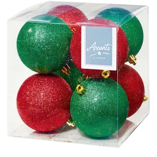 Premier Decorations Weihnachtskugeln Unzerbrechlich 8er Set 80mm Rot Grün