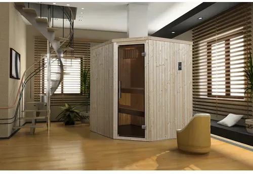 Bild von Sauna »Varberg«, (Set), 7,5 kW-Ofen mit digitaler Steuerung, beige