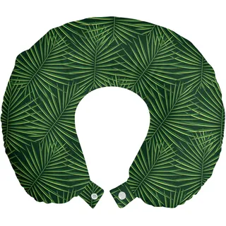 ABAKUHAUS Dschungel-Laub Reisekissen Nackenstütze, Palm Leaf Monochrome, Schaumstoff Reiseartikel für Flugzeug und Auto, 30x30 cm, Green Apple Grün - Grün